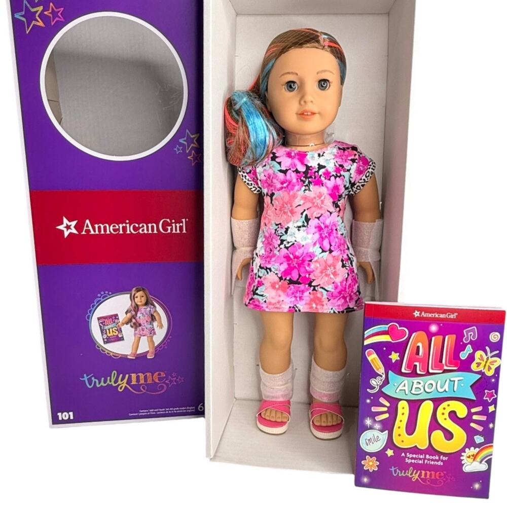 American Girl Doll 101 All About Us Truly Me Gray Eyes Show Sweet Side Book Box